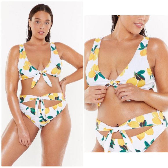 Nasty Gal Other - Nasty Gal easy peasy lemon tie bikini set